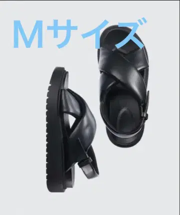 크로스 스트랩 샌들 블랙 M