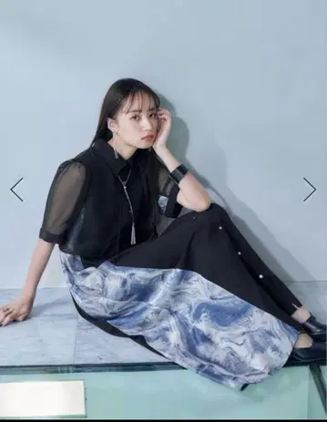 HARE 시어 가라 절개 원피스 롱 셔츠 원피스 블랙