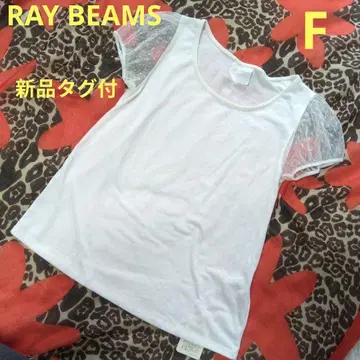 택 포함 새상품 Ray BEAMS 시어 절개 티셔츠 도트 시어 슬리브
