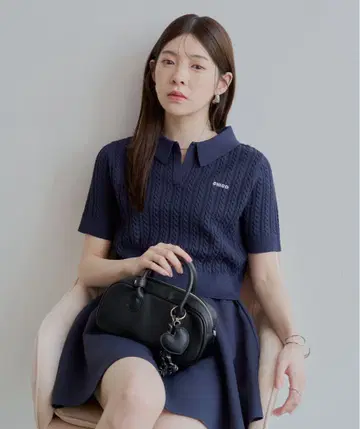 chico 케이블 폴로 반팔 니트