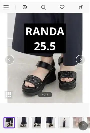 블랙 스트랩 통굽 샌들