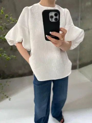 새상품급 St.cecilia girlish 해파리 블라우스 화이트