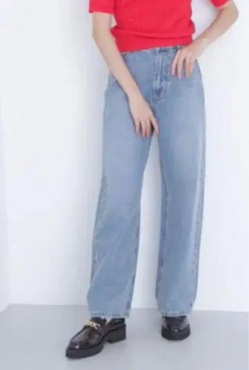 내추럴 뷰티 베이직 와이드 스트레이트 데님 팬츠 M 블루