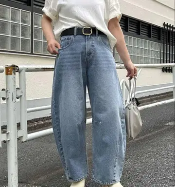 퓨어세신 데님 커브 레그 팬츠 인디고 L