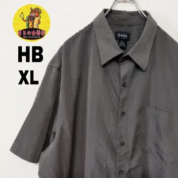 미국 구제 의류 HB 반팔 버튼 셔츠 XL 그레이