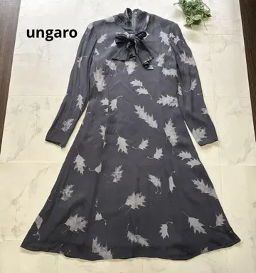 ungaro 보타이 롱 원피스 빈티지 사이즈 9 그레이 올 패턴