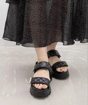 RANDA 퀼팅 스포츠 샌들 블랙 L