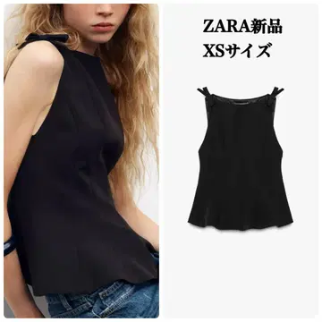 완판템 자라 페플럼 리본 탑 XS 택 포함 새상품 블랙