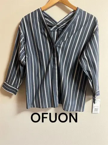 택 포함 새상품 OFUON 오프온 스트라이프 V넥 셔츠 M