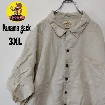 미국 구제 의류 Panama gack 반팔 버튼 셔츠 3XL 베이지