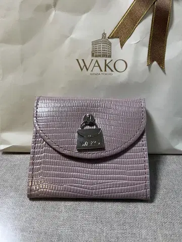 WAKO 연보라색 크로커다일풍 두겹 지갑