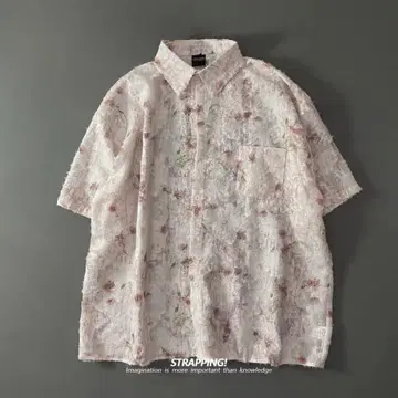 레트로 꽃무늬 반팔 셔츠 (유니섹스) S-XL