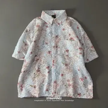 레트로 꽃무늬 반팔 셔츠 (유니섹스) S-XL