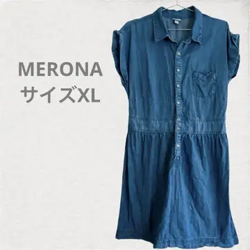 MERONA 데님 블루 반팔 셔츠 원피스 XL