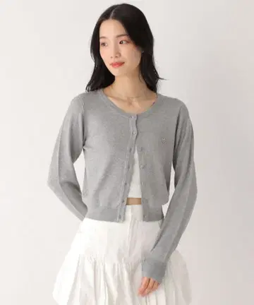 헤더 모티브 컴팩트 가디건 그레이