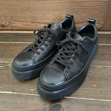 CONVERSE 천연 가죽 블랙 스니커즈 24.0cm