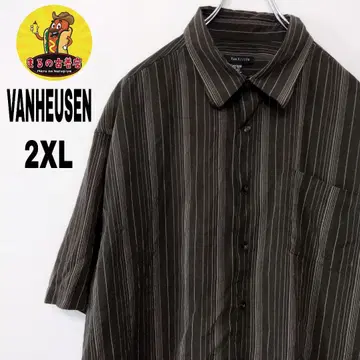 미국 구제 의류 VAN HEUSEN 반팔 버튼 셔츠 2XL 브라운