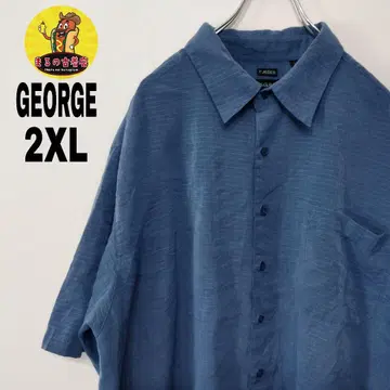 USA 구제 의류 GEORGE 반팔 버튼 셔츠 2XL 블루