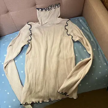poppy 아사기뇨 리브 니트 터틀넥 긴팔 상의