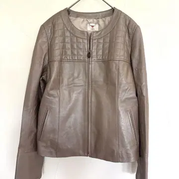 ungaro 베이지 가죽 싱글 라이더 자켓 M
