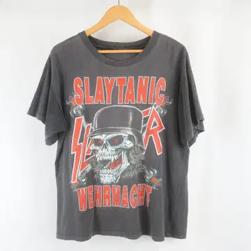 80s VINTAGE SLAYER SLAYTANIC 로고 밴딩 티셔츠