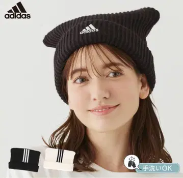 아디다스 니트 모자 고양이 귀 화이트 화이트