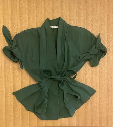 ZARA XS 셔츠 여성용 그린 스페인 상의 블라우스