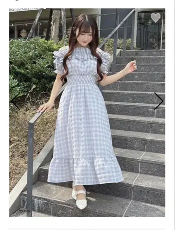 evelyn 에블린 라메 프릴 롱 OP (아이스 그레이)