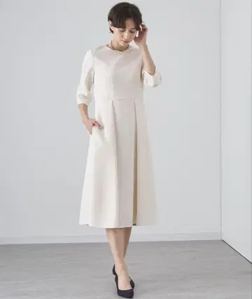 아나이 라이트 더블 크로스 5부 소매 원피스