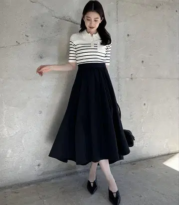 애뉴언스 폴로 니트 도킹 원피스