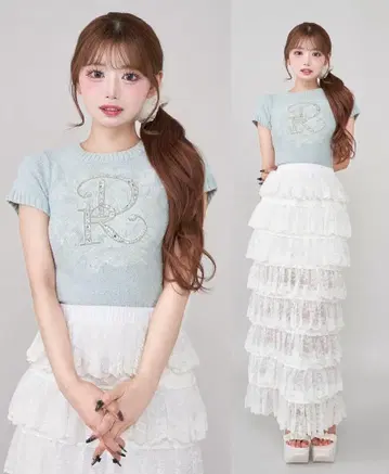 Darich 다리치 DR 비쥬 플라워 니트 탑 SAX