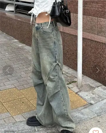 EMODA 카고 벨트 루즈 청바지