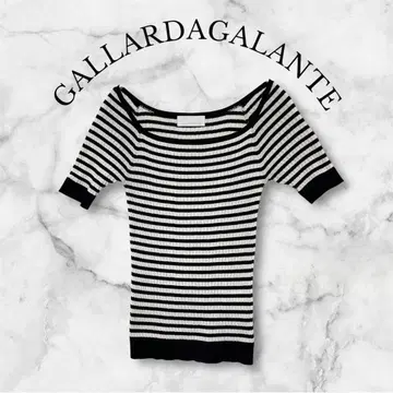 GALLARDAGALANTE 여성용 니트 반팔 보더 FREE