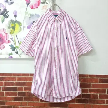랄프 로렌 버튼 다운 스트라이프 셔츠 포니 자수