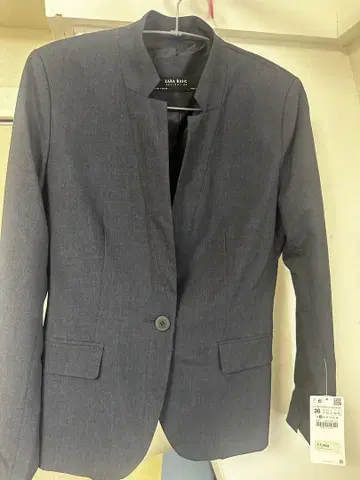 새상품급 ZARA 팬츠 수트 셋업 노카라 블루