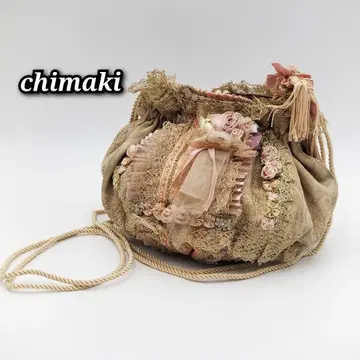 새상품급 chimaki 치마키 숄더백 가마구치 자수 레이스