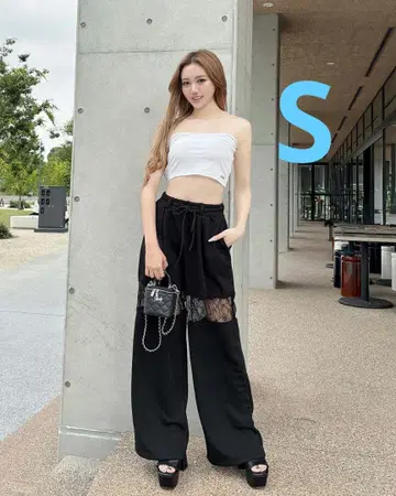 rady 레이스 라인 와이드 팬츠 블랙 S 사이즈 재고 1개