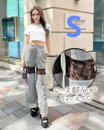 rady 레이스 라인 와이드 팬츠 그레이 S 사이즈 잔량 1