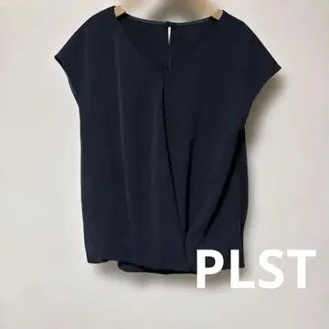 PLST 플라스테/네이비 V넥 반팔 티셔츠 블라우스