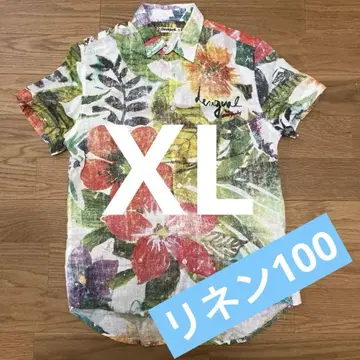 새상품급 데시구알 린넨 100% 반팔 알로하 셔츠 XL 사이즈