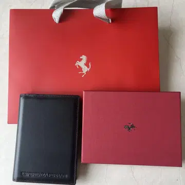 Ferrari 여권 케이스 블랙 가죽 가방 박스 포함