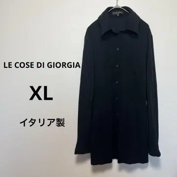 이탈리아제 XL 블랙 검정 긴팔 셔츠 버튼 튜닉 블라우스