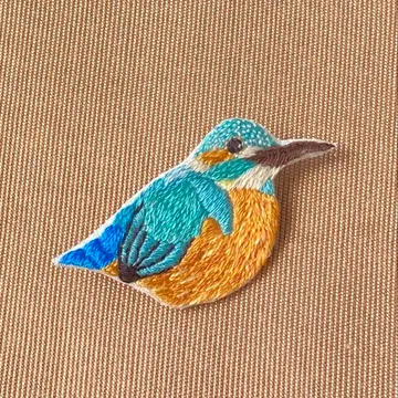 야생 새 물총새 자수 브로치