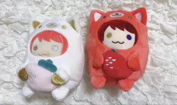리견 군 애니멀 봉제 인형 화이트 빨간색