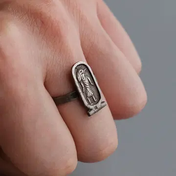 영국제 빈티지 순은 이집트풍 조각 반지