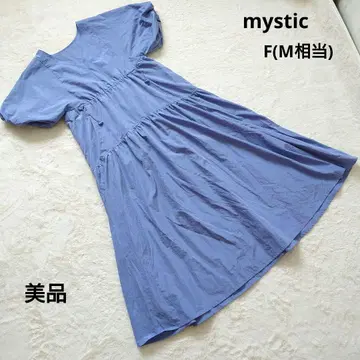 새상품급 mystic 미스틱 블루 퍼프 슬리브 원피스 F(M 상당)
