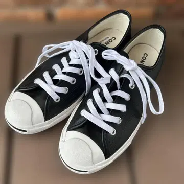 CONVERSE Jack Purcell 블랙 가죽 스니커즈