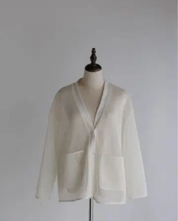 미사용 새상품 pois 더블 메쉬 가디건 White