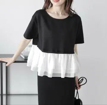 라지엠 오간자 프릴 도킹 풀오버 블랙