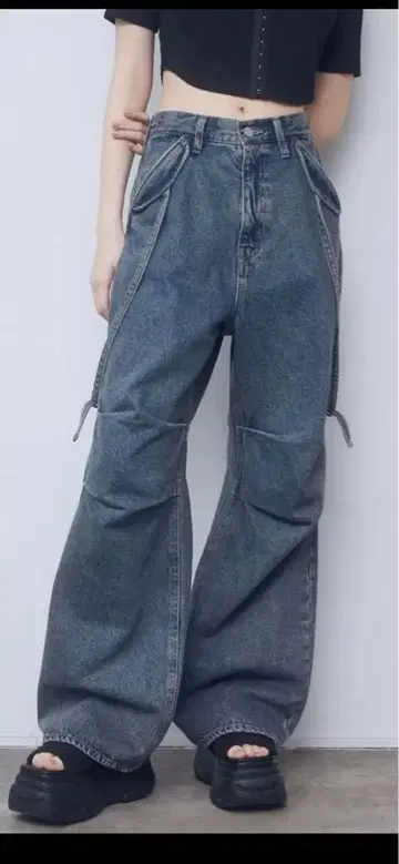 EMODA 새상품급 더블 벨트 루즈 청바지